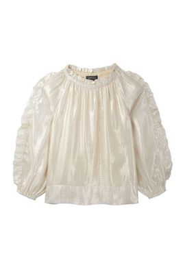 Rae Ruffle Sleeve Silk Mix Lame Top from Wyse London