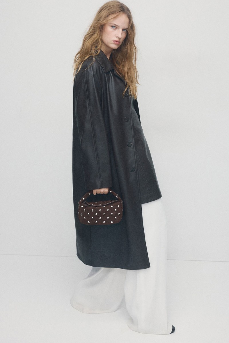 Suede Leather Studded Handbag from Mango