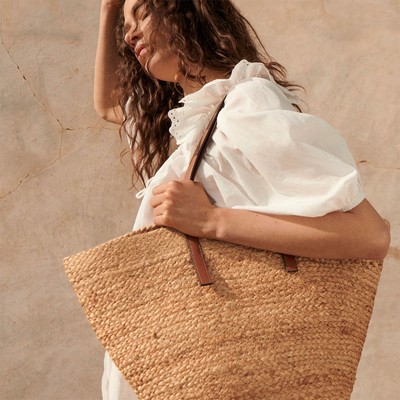 Style File  Mini Trend: Loewe's Leather-Trimmed Woven Raffia Tote