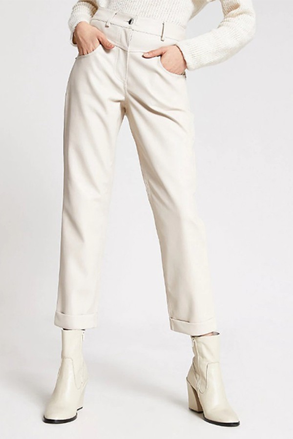Faux Leather Mom Trousers from River Island