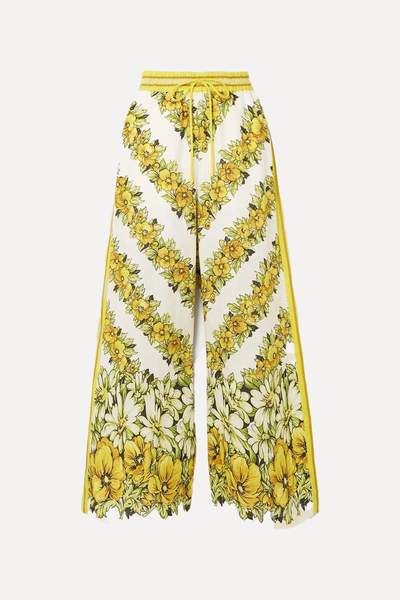 Gisela Floral-Print Linen Wide-Leg Pants