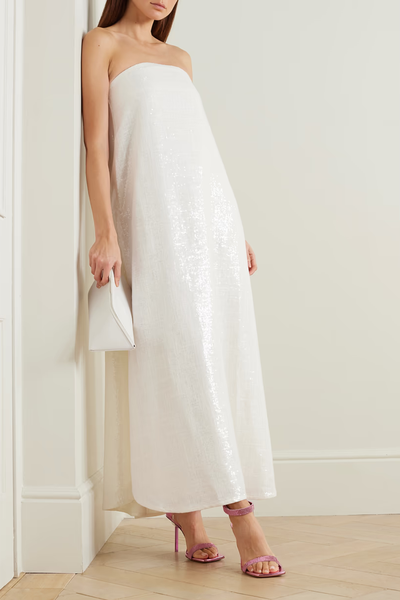 Strapless Sequin-Embellished Woven Maxi Dress