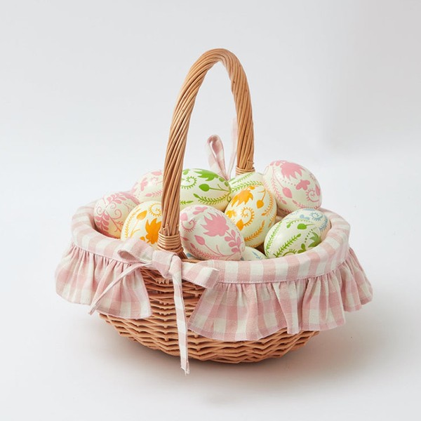 Pink Gingham Frilled Easter Basket from Mrs Alice