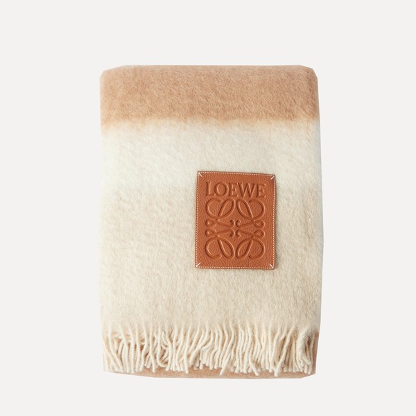 Logo-Patch Striped Blanket from Loewe