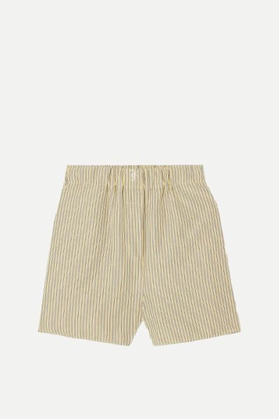 Lui Embroidered Pinstriped Poplin Shorts from The Frankie Shop