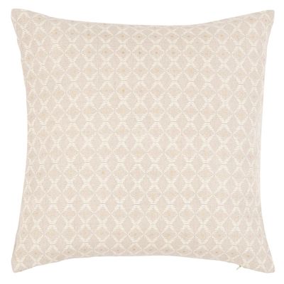 Beige And Ecru Printed Linen Cushion Cover