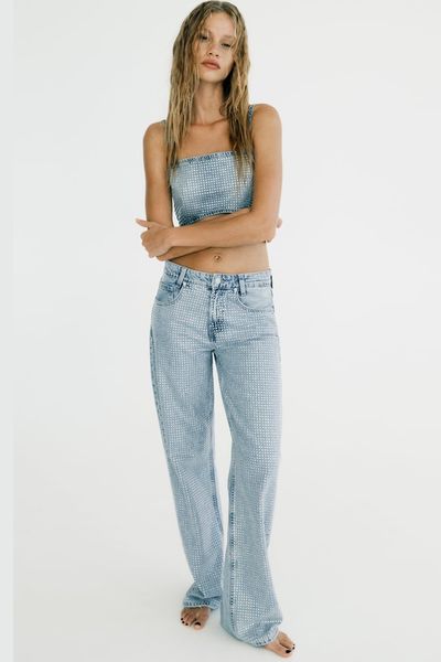 TRF Wide Leg Rhinestone Jeans from Zara