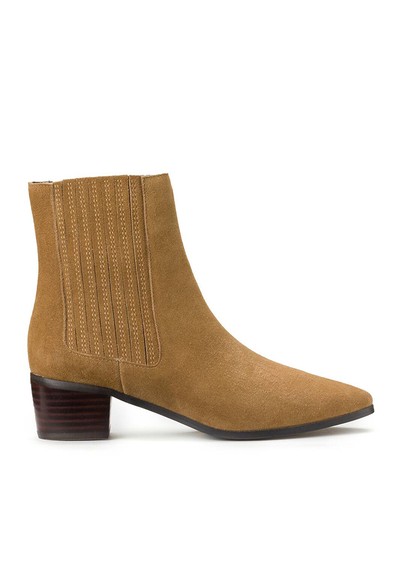 Suede Ankle Boots With Block Heel from La Redoute