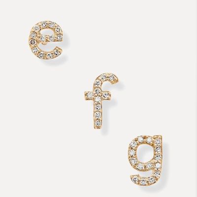 Alphabet 14-Karat Gold Diamond Earring