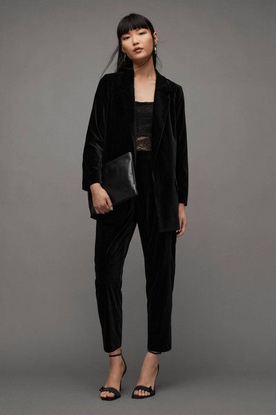 Aleida Velvet Open Front Blazer