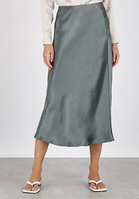 Alessio Grey Satin Midi Skirt from Max Mara Lesuire