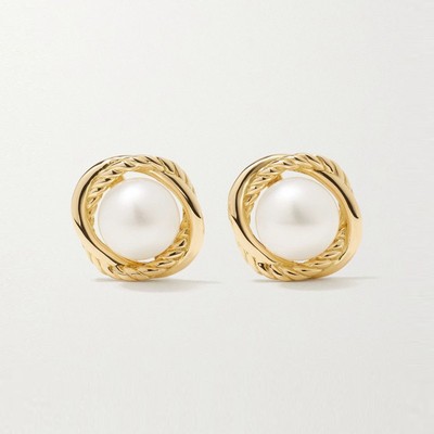 Infinity 18-karat gold pearl earrings from David Yurman