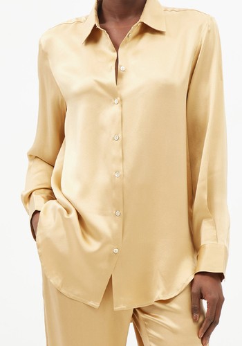 London Sandwashed Silk-Satin Pyjama Shirt from Asceno 