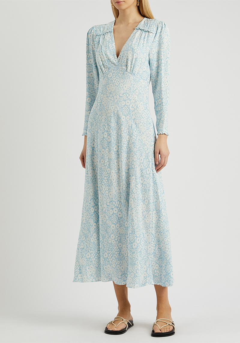 Clover Floral Print Matte Satin Dress from Rixo