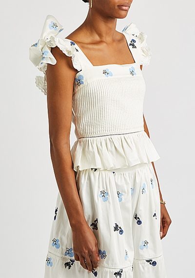 Ornella White Embroidered Cotton Top from Lug Von Siga