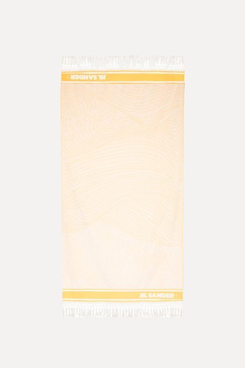 Fringed Logo Print Beach Towel from Jil Sander