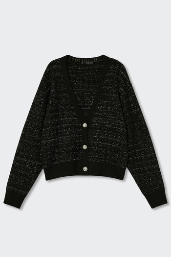 Metallic Yarn Tweed Cardigan from Mango