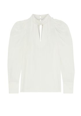 Cutout Pleated Silk Crepe De Chine Blouse from Iris & Ink 