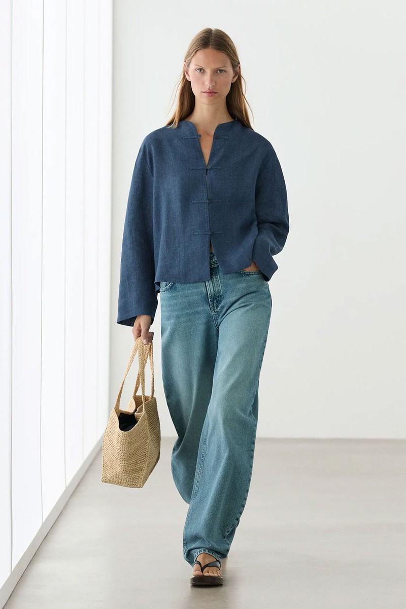 100% Linen Overshirt With Toggle Details