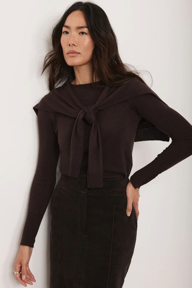 Cotton Blend Scarf Detail Knit Jumper from Mint Velvet