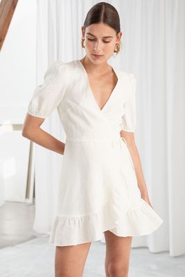 Puff Sleeve Linen Wrap Mini Dress from & Other Stories