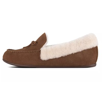 Clara Shearling Suede Moccasin Slippers