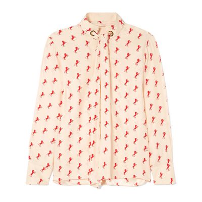 Printed Pussy Bow Silk Crepe Blouse from Chloé