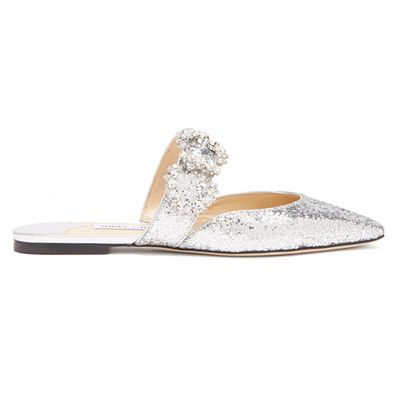 Gee Crystal Buckle Glittered Flats from Jimmy Choo