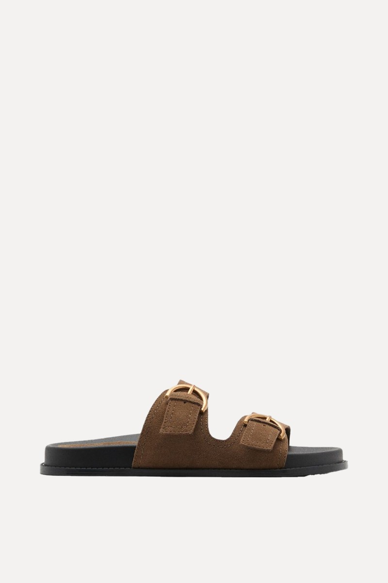 Flat Leather Sandals With Buckles from Mango