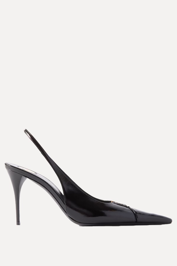 Babylone Cutout Patent-Leather Slingback Pumps from SAINT LAURENT