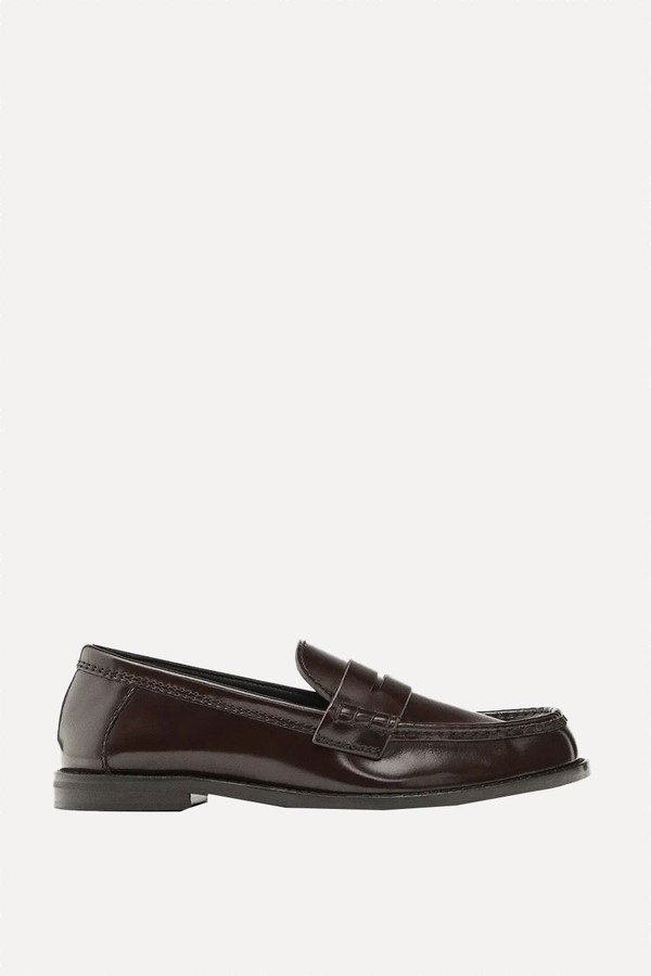 Leather Loafers With Glossy Finish