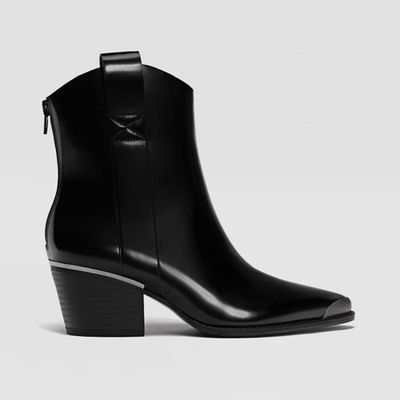 Black Cowboy Ankle Boots from Stradivarius