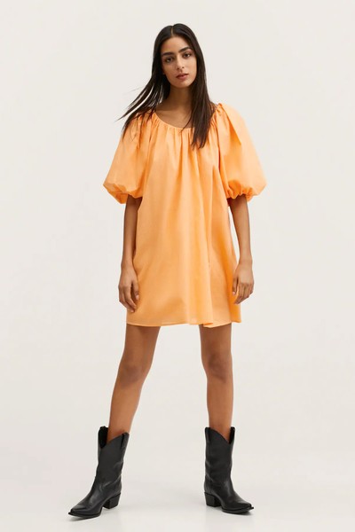 Puffed Sleeves Cotton Dress from Mango