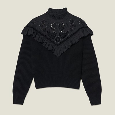 Sweater With Broderie Anglaise Panel from Sandro