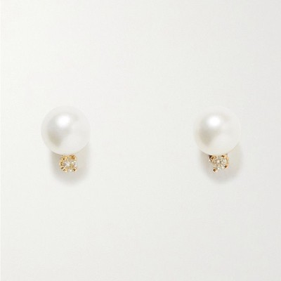 Gold, Pearl & Diamond Earrings from Stone & Strand