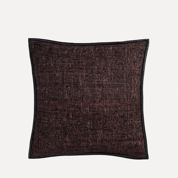 Wild Silk Cushion With Leather Trim from De Le Cuona 