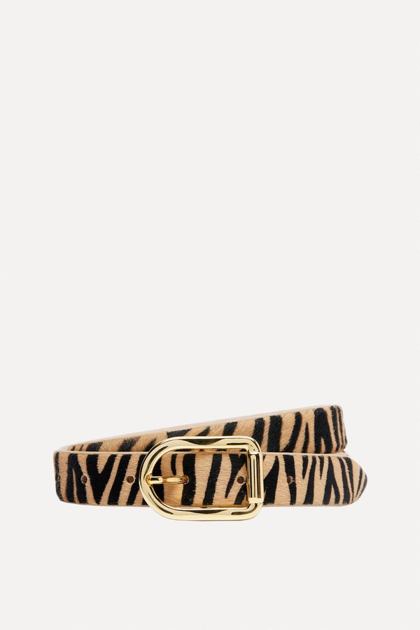 Mija Zebra-Print Calf Hair Belt from Déhanche