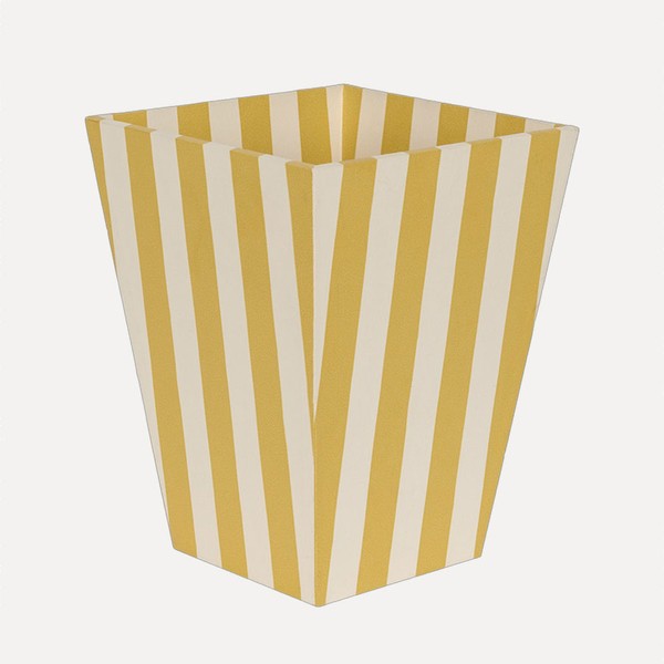 Tangier Mustard Stripe Waste Paper Bin from Alice Palmer & Co