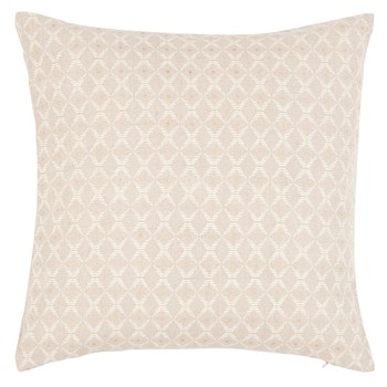 Beige And Ecru Printed Linen Cushion Cover