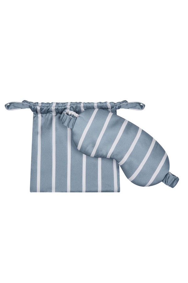 London Dust Blue Stripe Silk Eyemask from Asceno