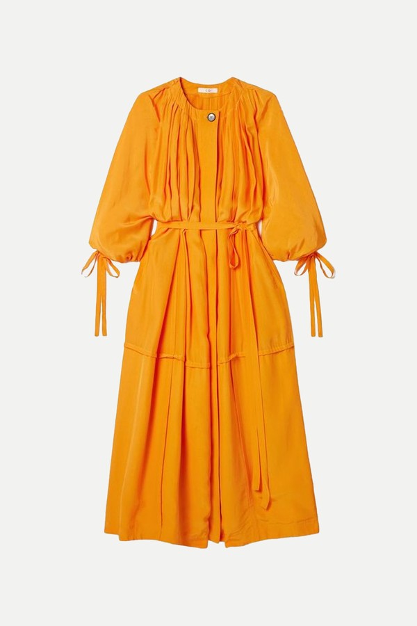 Oversized Pleated Habotai Maxi Dress from CO 