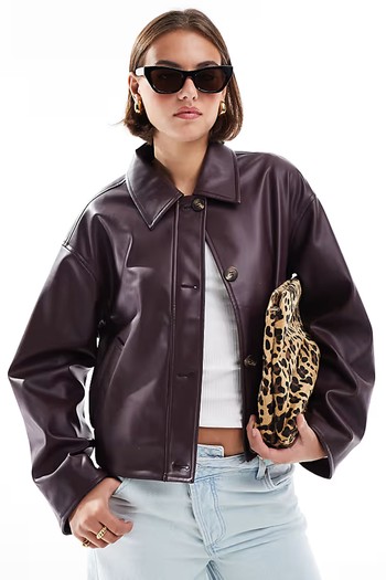 Leather Look Button Through Jacket from Asos Design