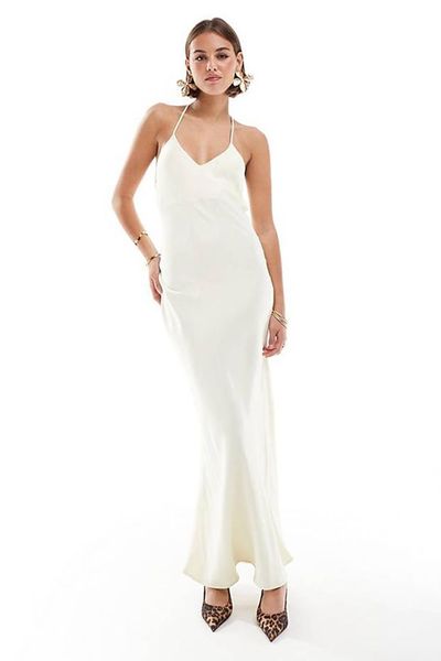 Satin Halter Back Detail Maxi Dress