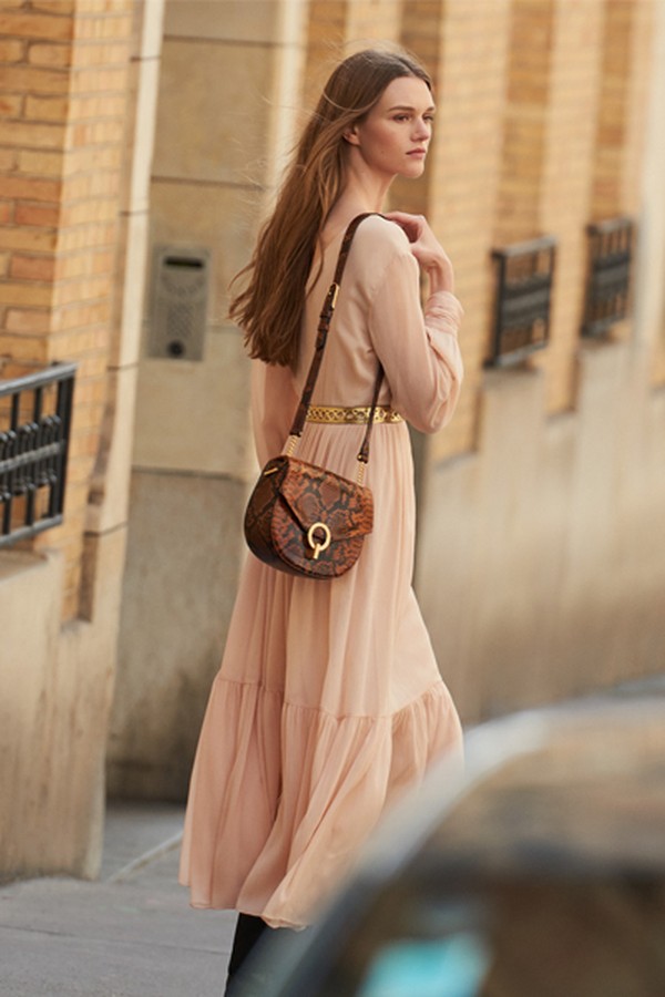 Long Pleated Dress with Long Sleeves