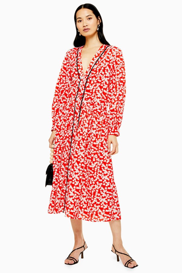 Red Printed Smock Dress from Topshop