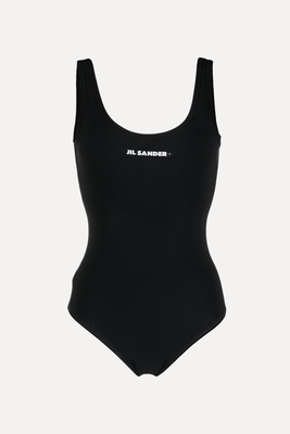 Scoop-Back Logo-Print Swimsuit from Jil Sander