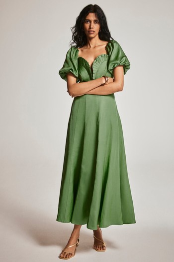 Puff Sleeve Midi Dress, £229