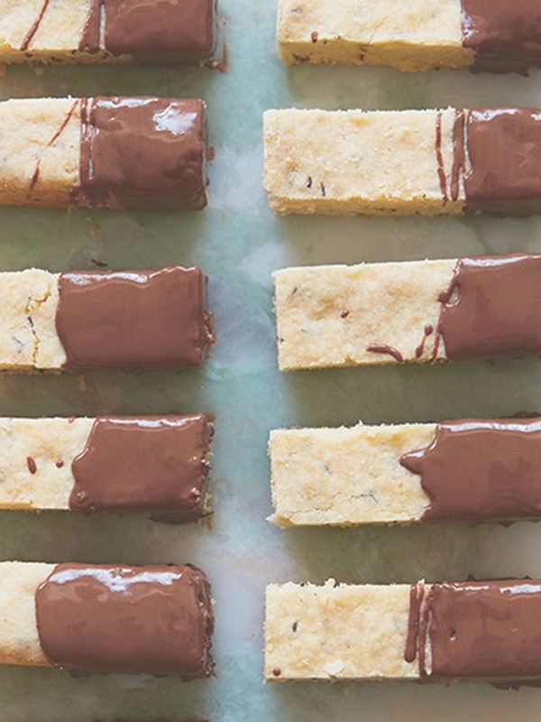 Chocolate-Dipped Orange & Caraway Shortbread