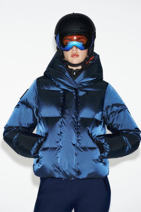 Hooded Water-Resistant Windproof Down Jacket Recco® Technology Ski Collection