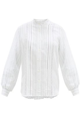 Jenny Lace-Trimmed Striped Voile Shirt